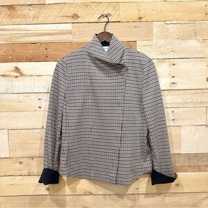 Akris Punto Houndstooth Blazer Black Tan Jacket Size 10